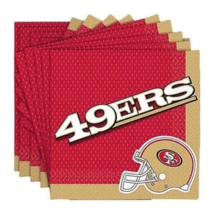 NFL San Francisco 49ers 2-Ply Paper Napkins | 1 Pkg | 36 Ct./Pkg | Red Gold